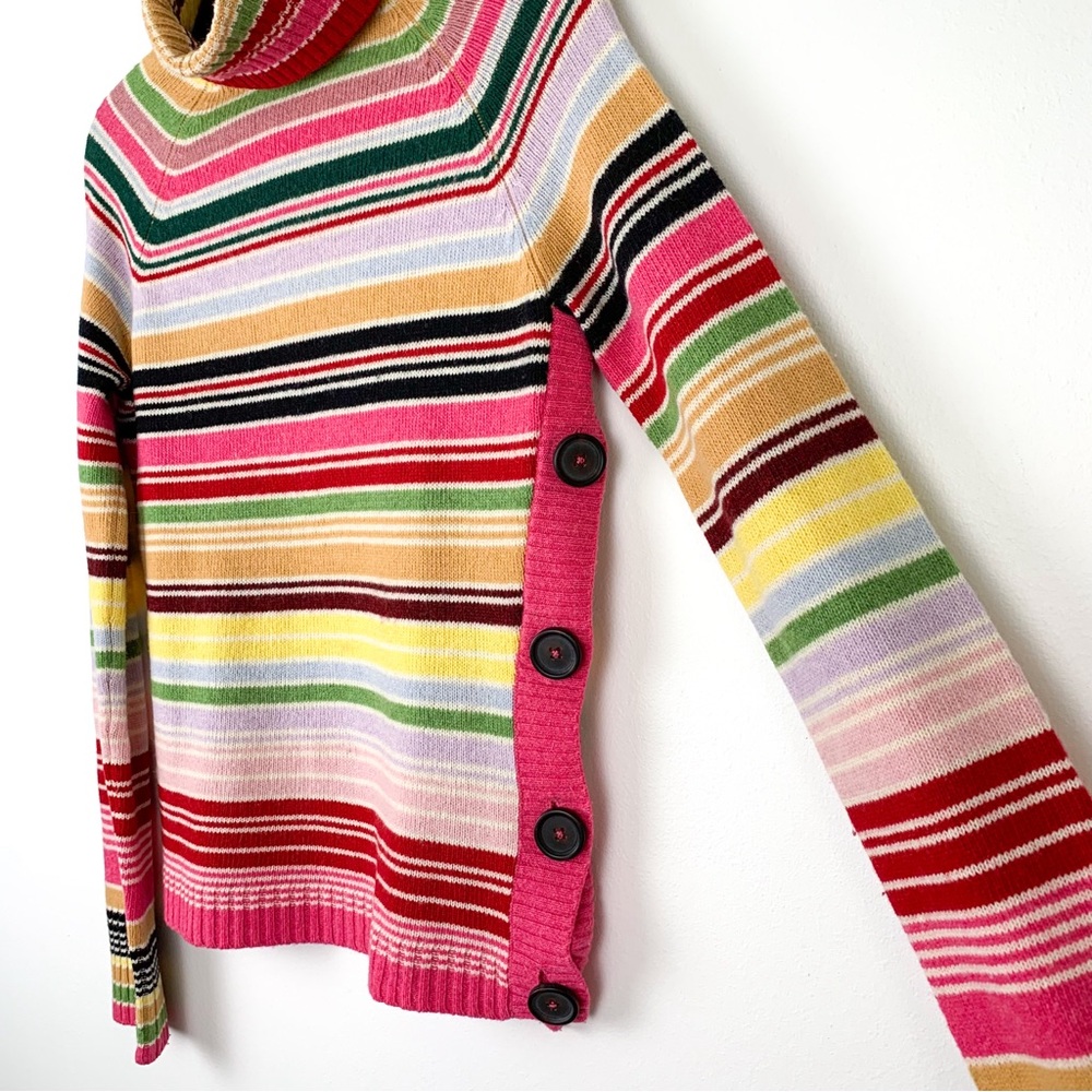 Y2K striped turtleneck sweater from The Limited multicolor with side buttons, M - Picture 2 of 8